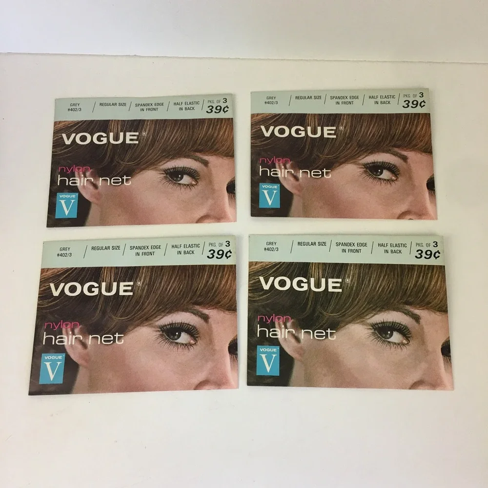 Lot of 4‎ Vtg Vogue Nylon Hair Nets Grey Regular Size Decoration Prop READ